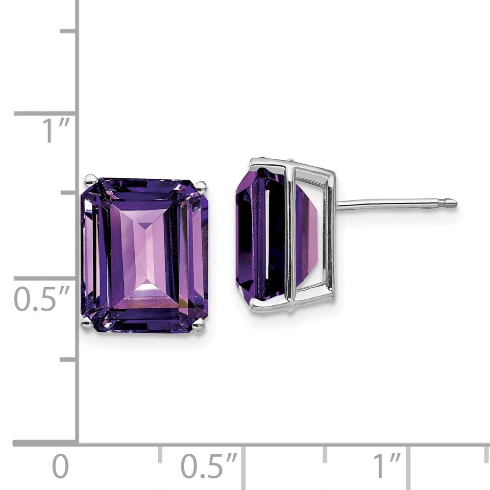 Exclusive 14K White Gold Emerald Cut Amethyst Earrings - 12x10mm Value