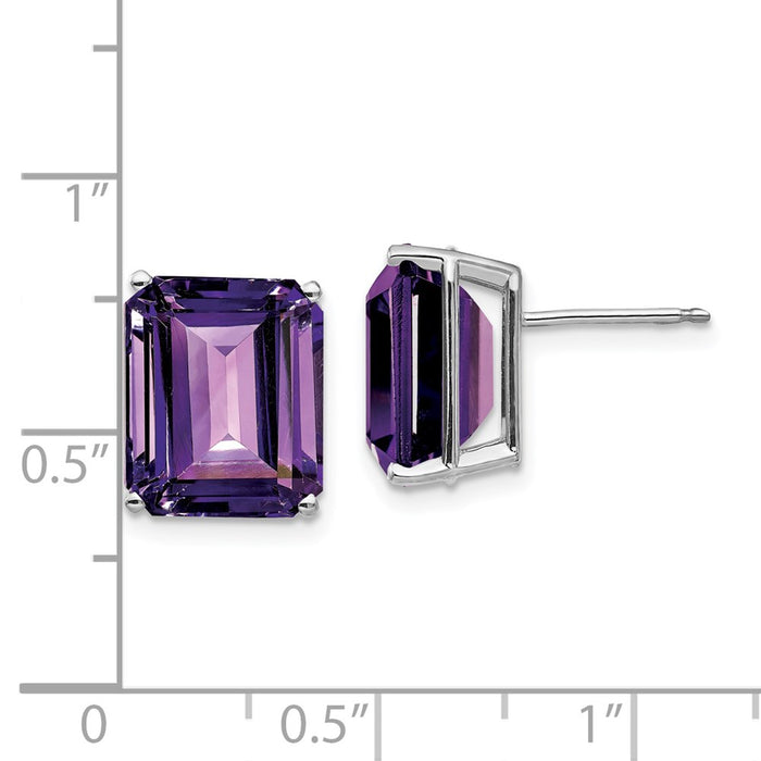 Exclusive 14K White Gold Emerald Cut Amethyst Earrings - 12x10mm Value-4