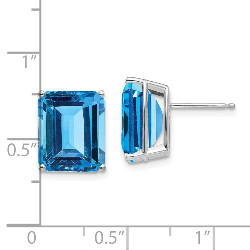 Buy Stylish 14K White Gold Emerald Cut Blue Topaz Earrings - 12x10mm