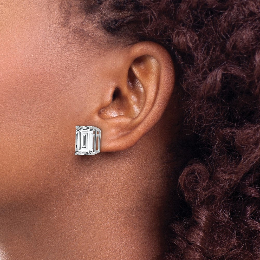 Buy 14K White Gold Emerald Cut CZ Stud Earrings | Stylish & Affordable Jewelry