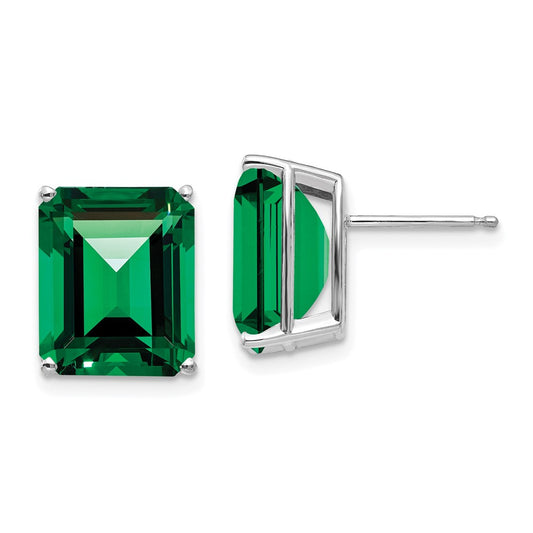 High-Quality 14K White Gold Emerald Stud Earrings - Stylish & Affordable!