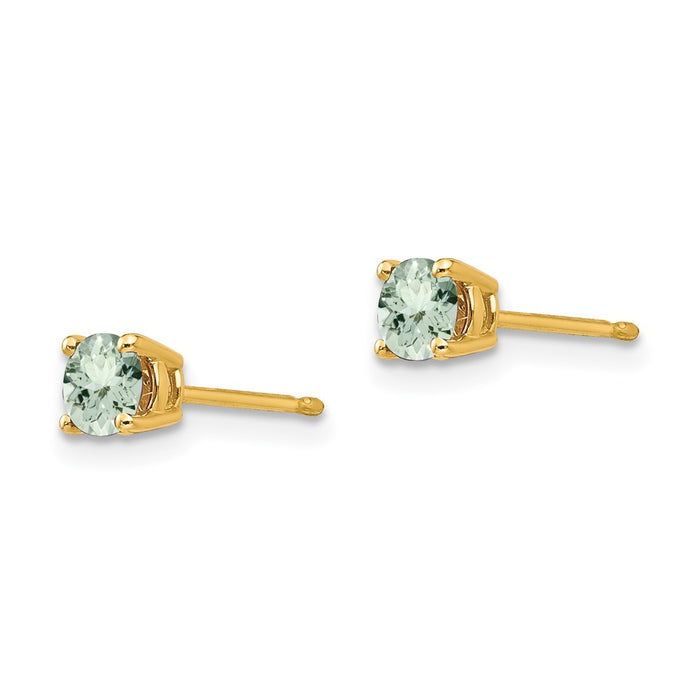 Buy Stylish 14K Gold 4mm Round Green Quartz Stud Earrings - Affordable Luxury-2