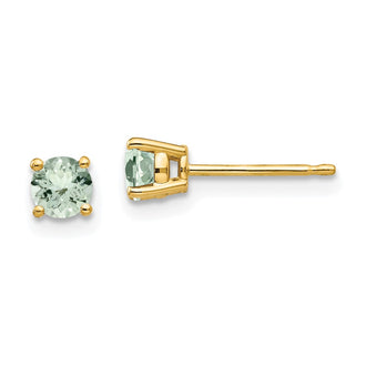 Buy Stylish 14K Gold 4mm Round Green Quartz Stud Earrings - Affordable Luxury