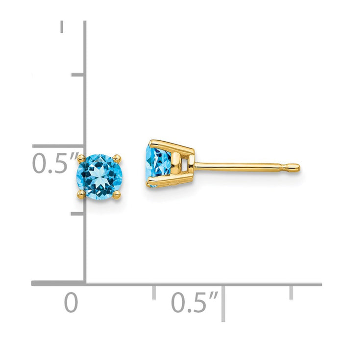 Shop Stylish 14K Gold 4mm Blue Topaz Stud Earrings - Affordable Luxury Jewelry-4