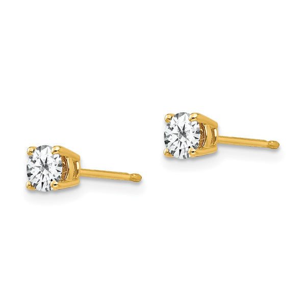 14K Gold 4mm Cubic Zirconia Stud Earrings