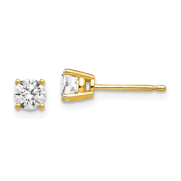 14K Gold 4mm Cubic Zirconia Stud Earrings