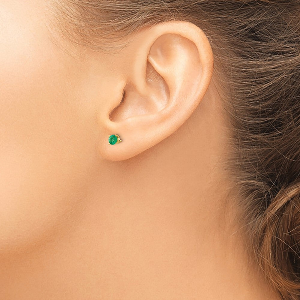 Shop Designer 14K Gold Emerald Stud Earrings - Stylish, .85mm, Luxury Value