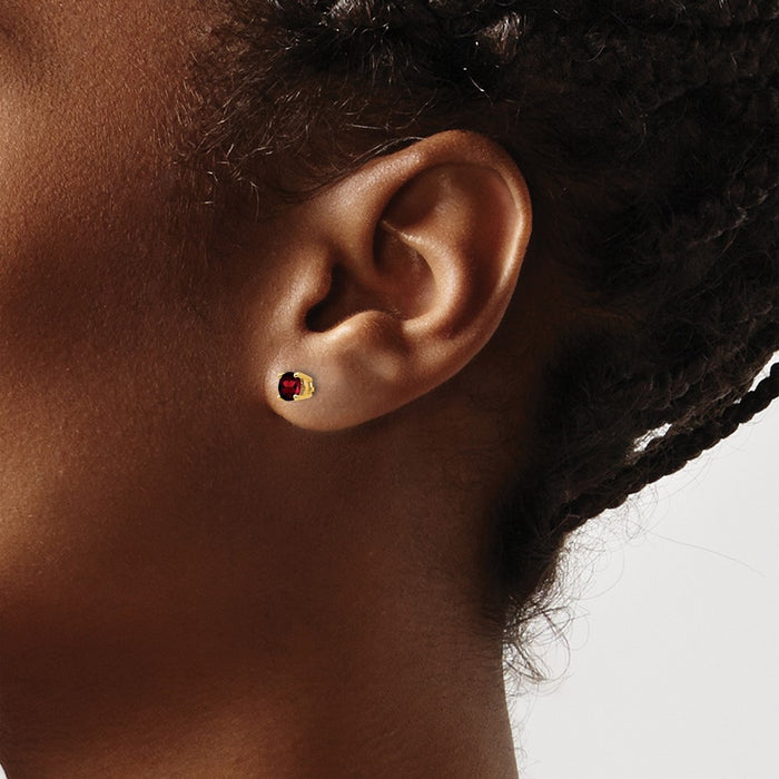 Shop Luxury 14K Gold 4mm Garnet Stud Earrings - Stylish and Affordable-3