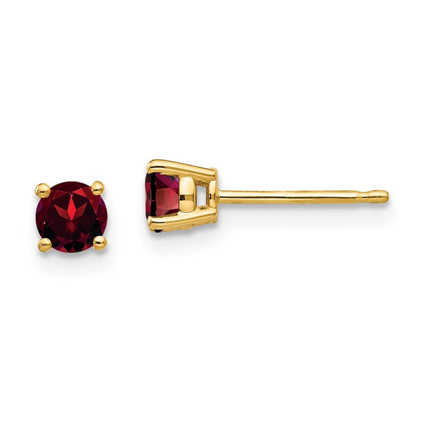14K Gold 4mm Garnet Stud Earrings
