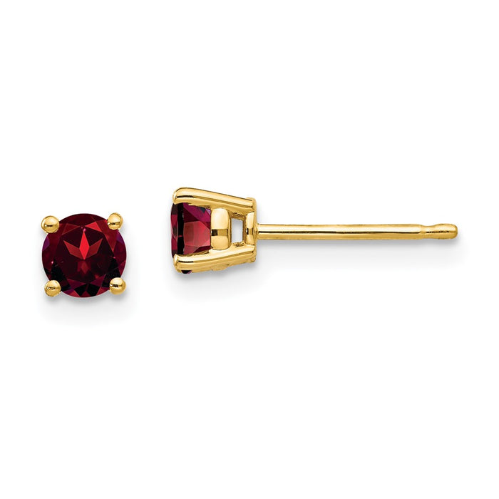 Shop Luxury 14K Gold 4mm Garnet Stud Earrings - Stylish and Affordable-1