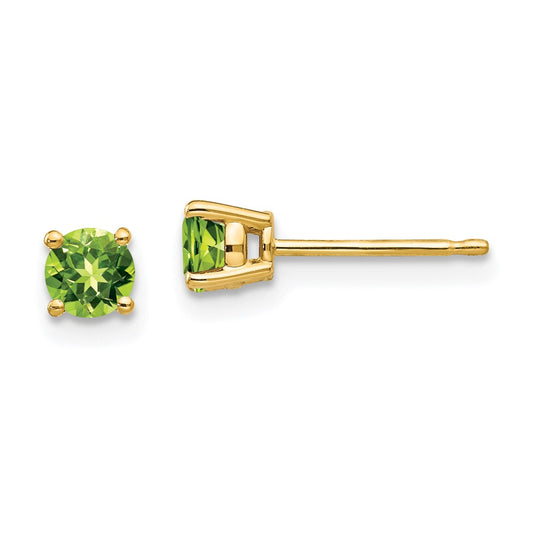 Order Exclusive 14K Gold 4mm Peridot Earrings - Stylish Luxury at Great Value