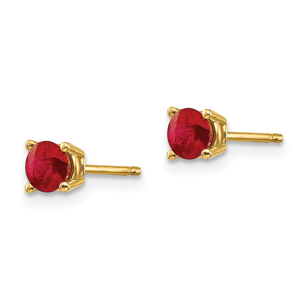14K Gold Ruby Stud Earrings - Style GR1-1014312