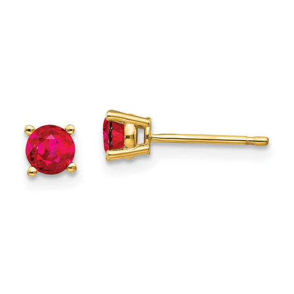 14K Gold Ruby Stud Earrings - Style GR1-1014312
