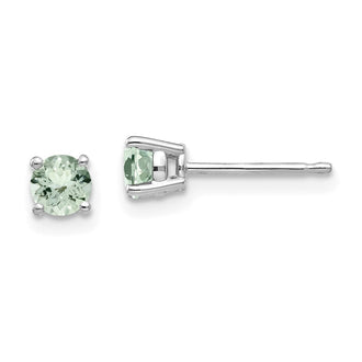 Shop Stylish 14K Gold 4mm Round Green Quartz Stud Earrings | Affordable Luxury
