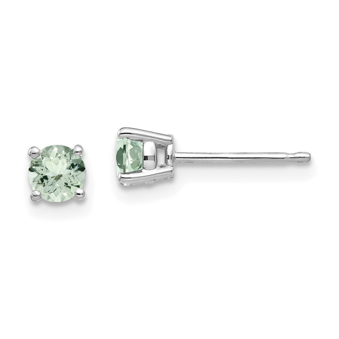Shop Stylish 14K Gold 4mm Round Green Quartz Stud Earrings | Affordable Luxury-1
