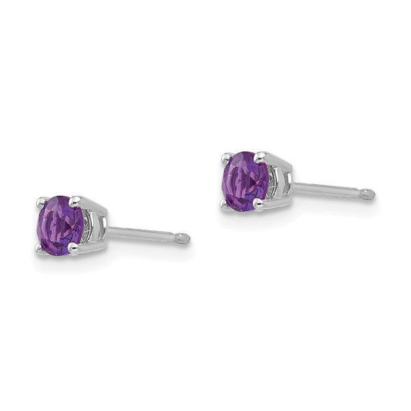 14K White Gold 4mm Amethyst Stud Earrings - Style GR1-1014332