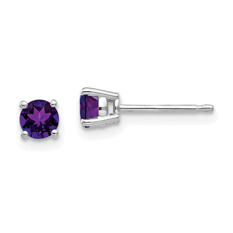 Shop 14K White Gold 4mm Amethyst Stud Earrings - Stylish Luxury Jewelry Offer