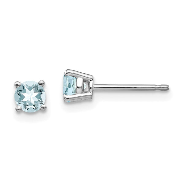 14K White Gold Aquamarine Stud Earrings