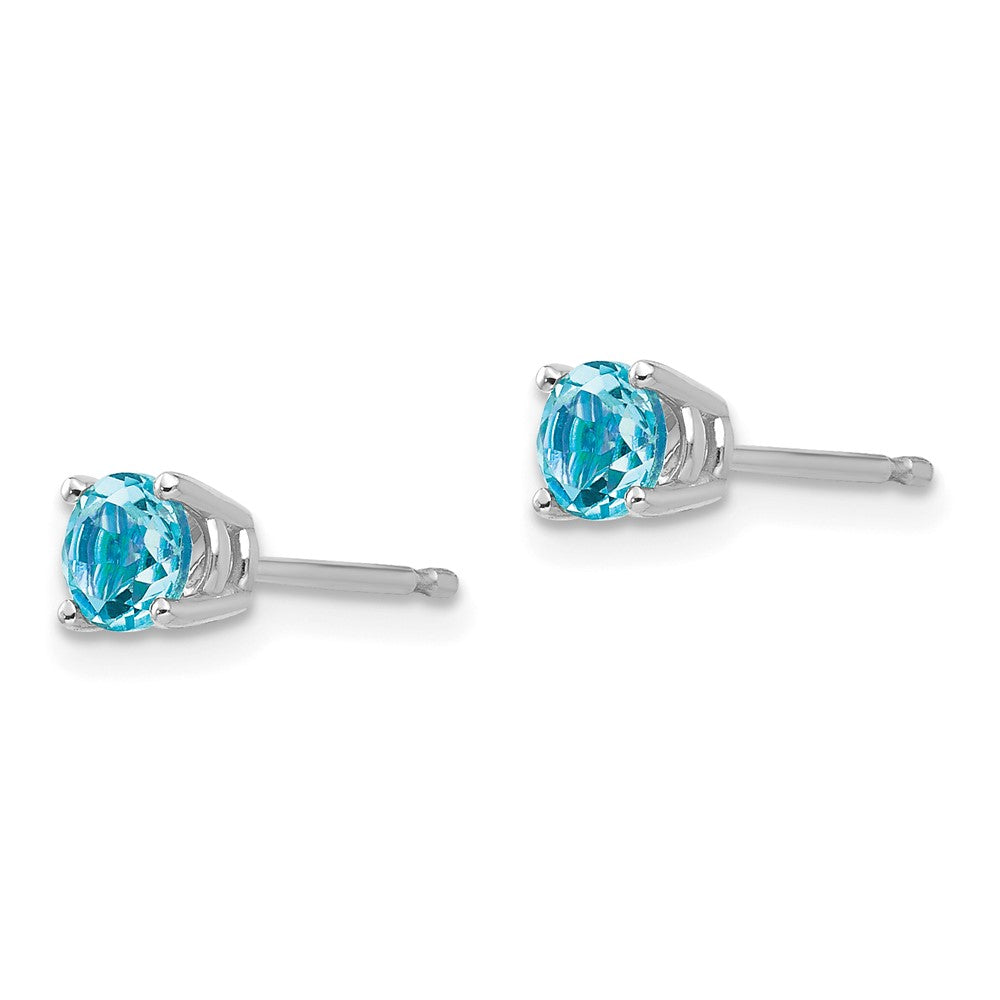 Shop Stylish 14K White Gold 4mm Blue Topaz Stud Earrings - Luxury Value!
