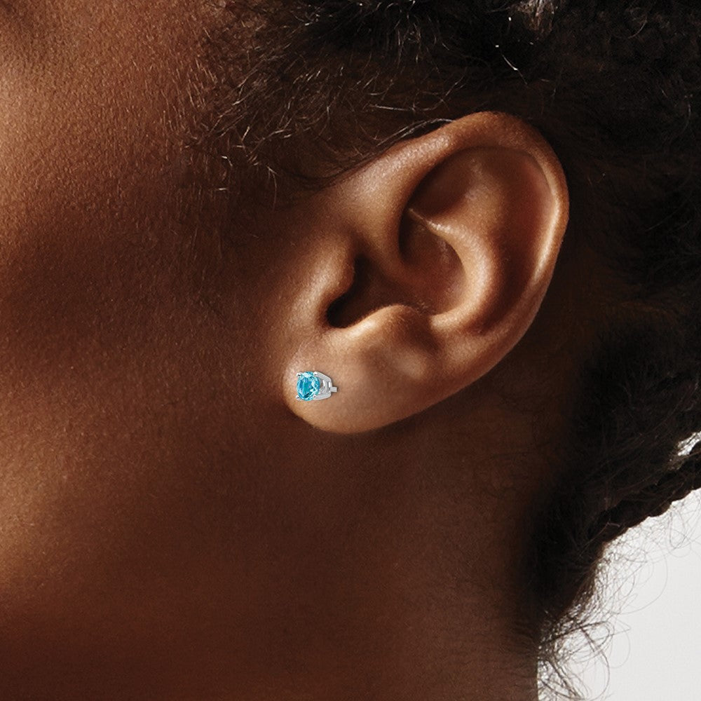 Shop Stylish 14K White Gold 4mm Blue Topaz Stud Earrings - Luxury Value!