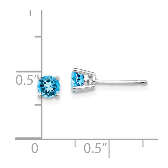 Shop Stylish 14K White Gold 4mm Blue Topaz Stud Earrings - Luxury Value!-4