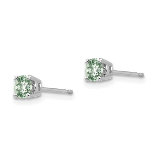 Designer 14K Gold 4mm Round Checker-Cut Green Quartz Earrings - Stylish Value!