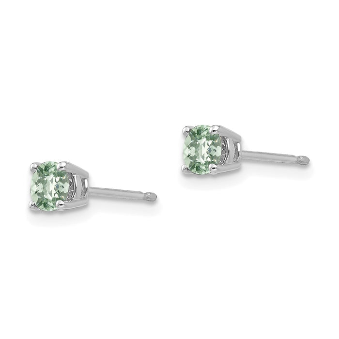 Designer 14K Gold 4mm Round Checker-Cut Green Quartz Earrings - Stylish Value!-2