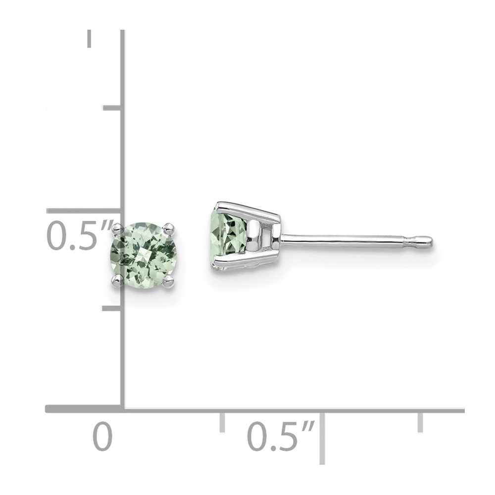 Designer 14K Gold 4mm Round Checker-Cut Green Quartz Earrings - Stylish Value!