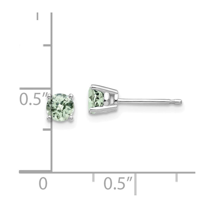 Designer 14K Gold 4mm Round Checker-Cut Green Quartz Earrings - Stylish Value!-4