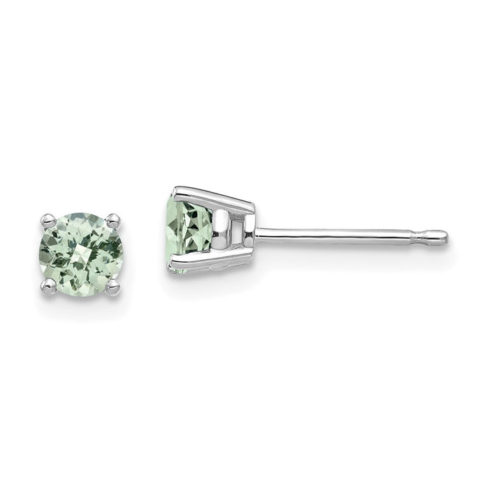 Designer 14K Gold 4mm Round Checker-Cut Green Quartz Earrings - Stylish Value!-1