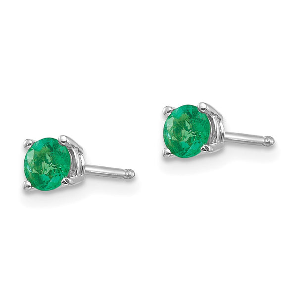 14K White Gold Emerald Stud Earrings - Style GR1-1014353