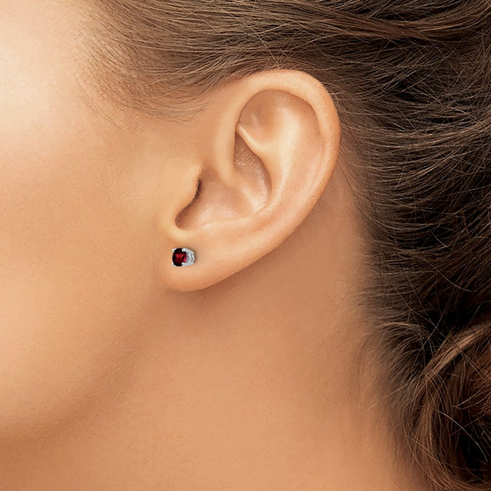 Shop Stylish 14K White Gold Garnet Stud Earrings - 4mm, Affordable Luxury!-3