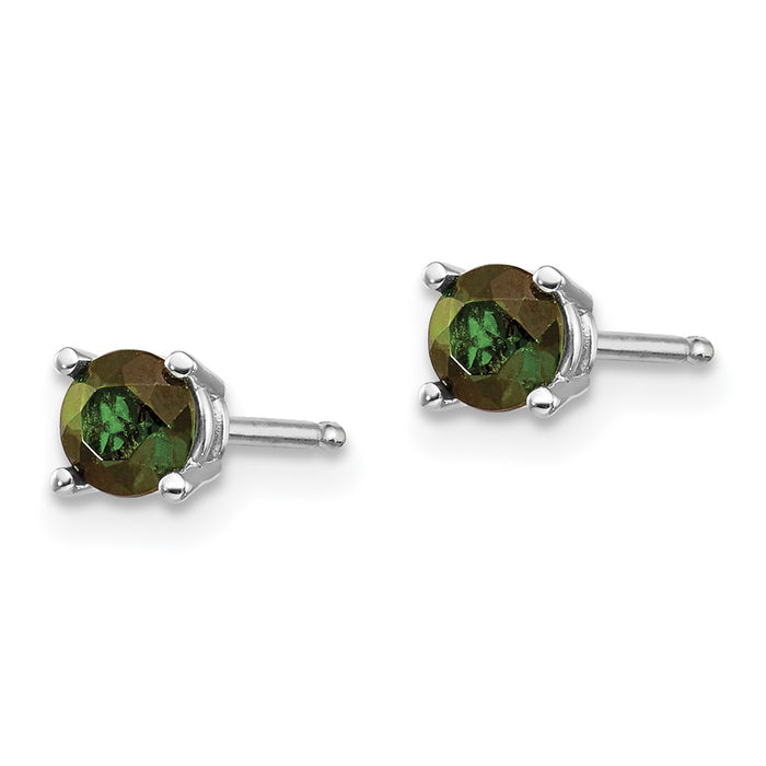 Buy Exclusive 14K White Gold Green Tourmaline Stud Earrings - Stylish Value!-2