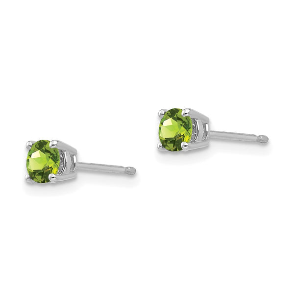 14K White Gold Peridot Stud Earrings - 4mm