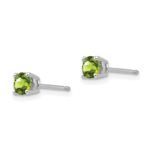 Shop Stylish 14K White Gold Peridot Stud Earrings - 4mm, Affordable Luxury!
