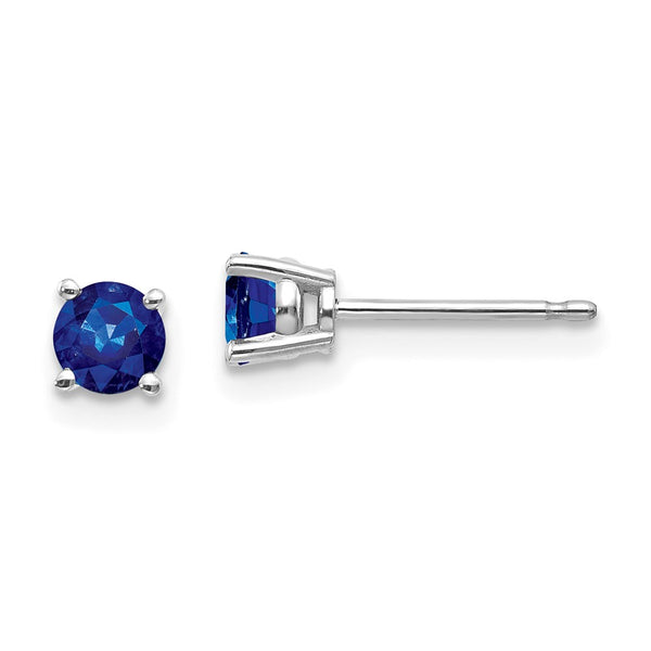 14K White Gold Sapphire Stud Earrings - 0.85mm