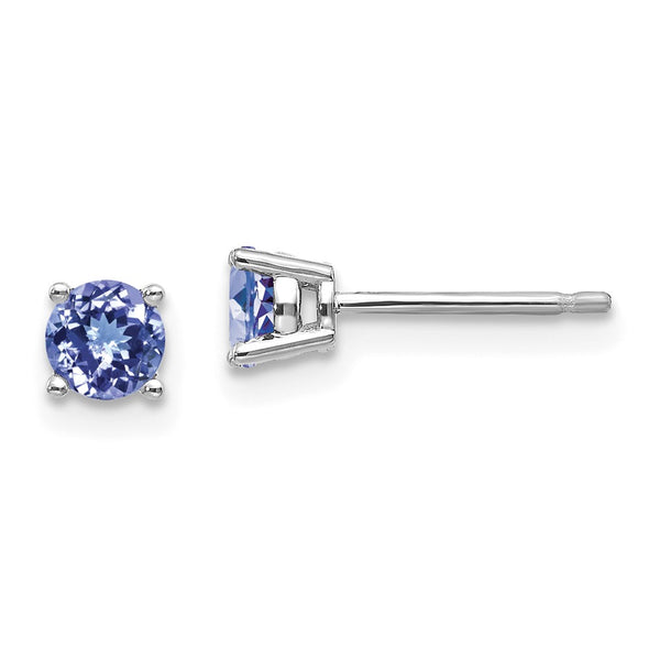 14K White Gold Tanzanite Stud Earrings - 0.85mm