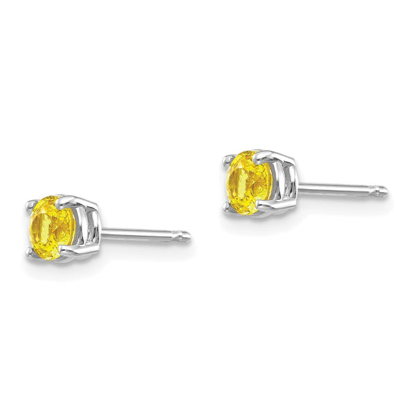 14K White Gold Earrings with Yellow Sapphires - Style GR1-1014034