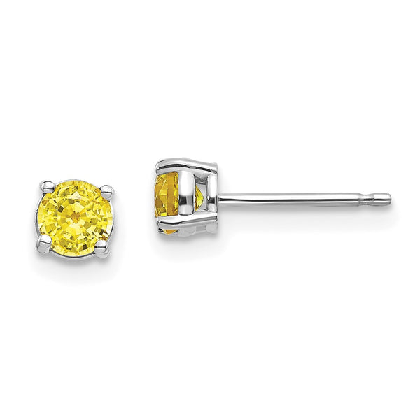 14K White Gold Earrings with Yellow Sapphires - Style GR1-1014034