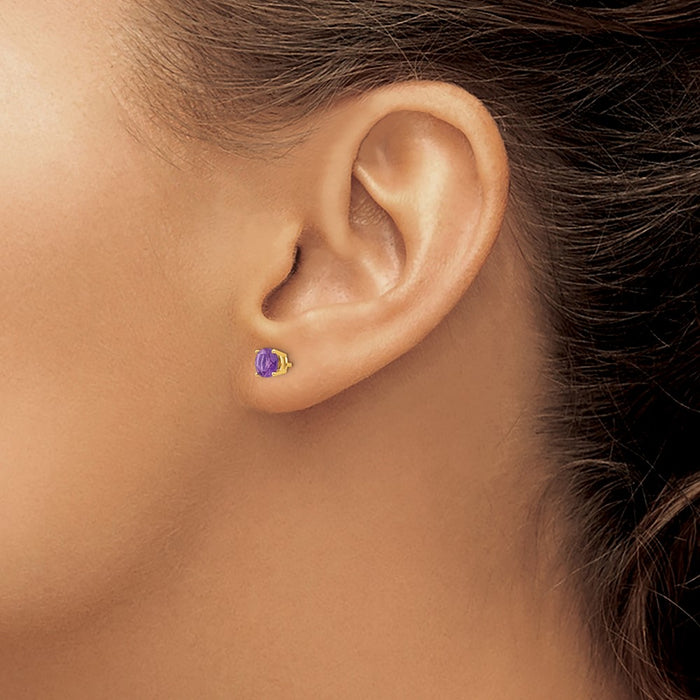 Buy Stylish 14K Gold 5mm Amethyst Stud Earrings - Luxury at Great Price!-3