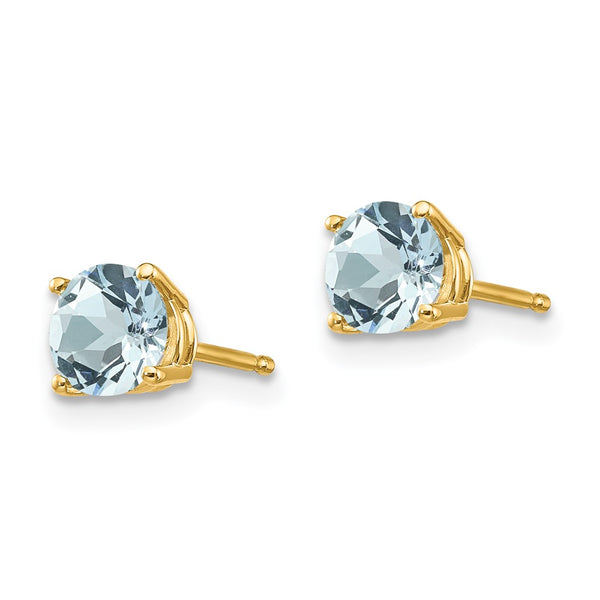 14K Gold Aquamarine Stud Earrings