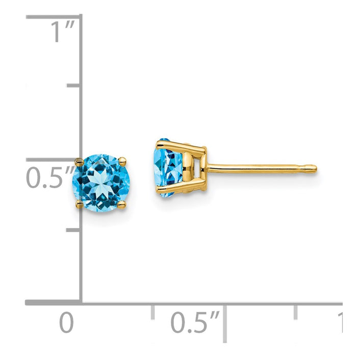 Shop Stylish 14K Gold 5mm Blue Topaz Stud Earrings - Luxury at Great Prices-4
