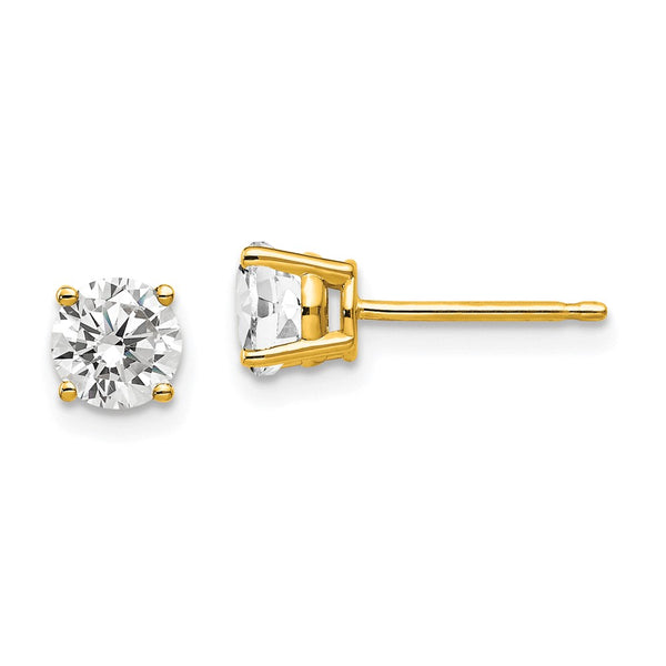 14K Gold 5mm Cubic Zirconia Stud Earrings - Style GR1-1020656