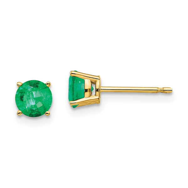 14K Gold Emerald Stud Earrings - Style GR1-1020659