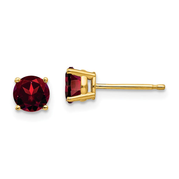 14K Gold 5mm Garnet Stud Earrings