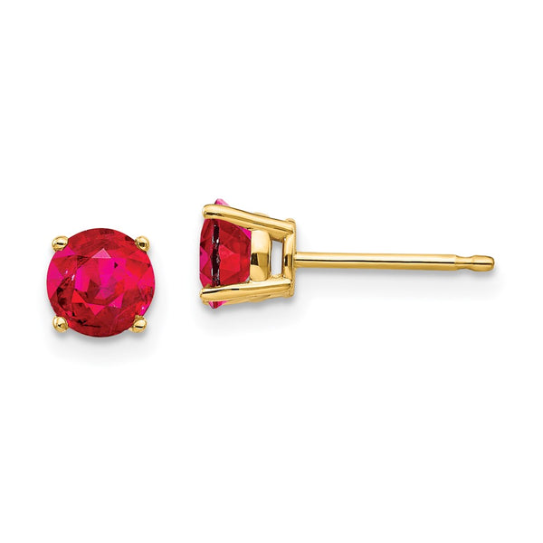 14K Gold Ruby Stud Earrings - Style GR1-1020669