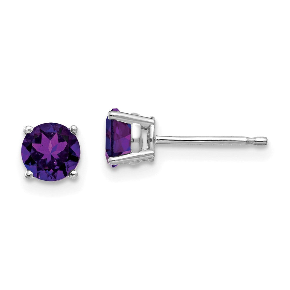 Exclusive 14K White Gold 5mm Amethyst Stud Earrings - Stylish Luxury Value