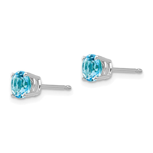 Buy Exclusive 14K White Gold 5mm Blue Topaz Stud Earrings - Stylish Value!