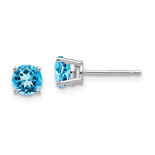 Buy Exclusive 14K White Gold 5mm Blue Topaz Stud Earrings - Stylish Value!