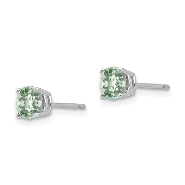 14K Gold 5mm Round Green Quartz Earrings